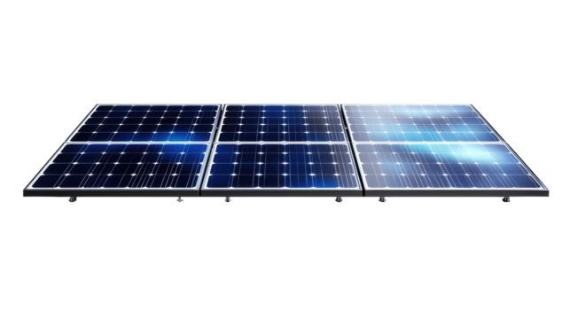 Solar panels on transparent background