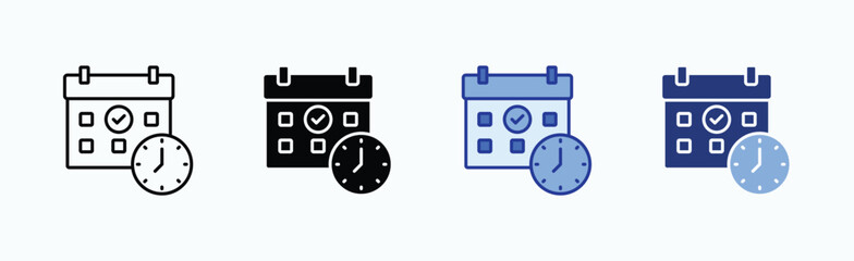 Schedule icon sheet multiple style collection isolated vector