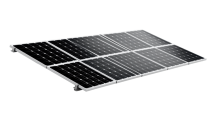 Solar panels on transparent background