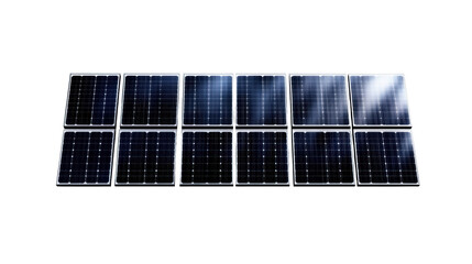 Solar panels on a transparent background
