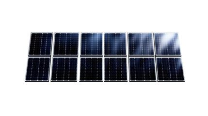 Solar panels on a transparent background