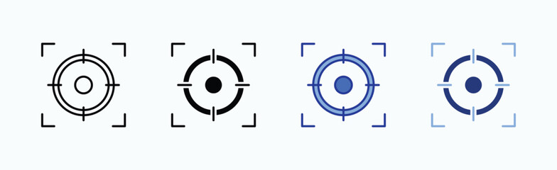 Focus icon sheet multiple style collection isolated vector