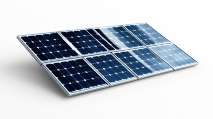 Solar panels against a transparent background