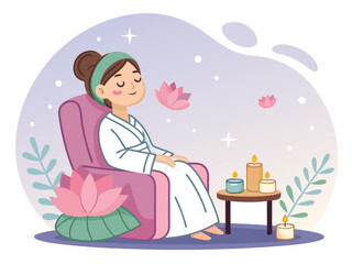 Beauty salon and spa doodle set. Skin care and natural treatment, natural cosmetics concept, time for yourself. Spa with aroma oil, nail file, sleep mask and other care items.	