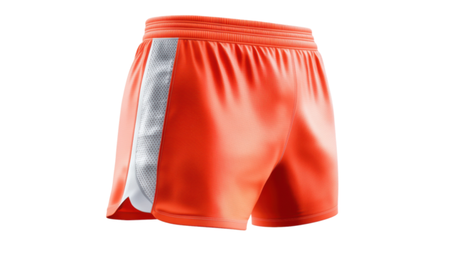 Bright orange gym shorts with white side stripe
