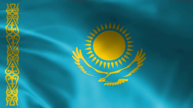 seamless kazakhstan flag animation, national day or politics or sport event - 3D rendering - slow motion