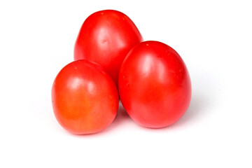 Fresh red tomatoes on white background