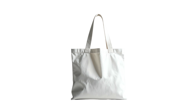 Plain white canvas tote bag isolated on black background - Powered by Adobe