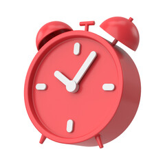 Red Analog Alarm Clock with Bells in 3D Cartoon Time Illustration
