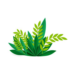 Layered Green Leaves in 3D Cartoon Nature Illustration
