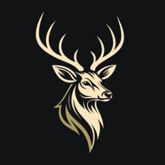 Selbstklebende Fototapeten Hipster Tiere unique deer circular logo design icon, deer head circular icon, geometric deer logo concept, rain deer illustration   © RazuArts