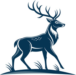 unique deer circular logo design icon, deer head circular icon, geometric deer logo concept, rain deer illustration	
