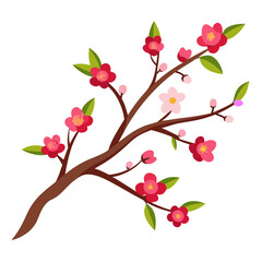 Elegant silhouette of a blossoming tree branch with delicate flowers against a clean white background symbolizing spring and new beginnings