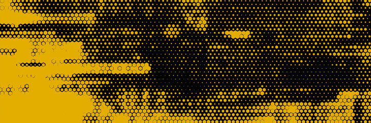 Yellow brush stroke background. Yellow ink splash on backdrop. Brush background for wallpaper, paint splatter template, dirt banner, watercolor design, dirty texture. Trendy brush background, vector