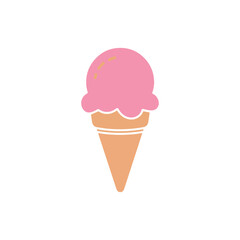 A simple illustration of a pink ice cream scoop in a cone