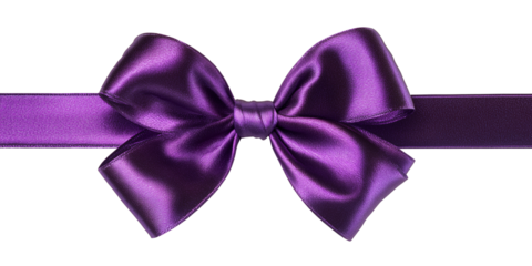 Purple Satin Ribbon Bow isolated on a transparent background