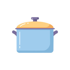 A simple illustration of a light blue cooking pot with a yellow lid