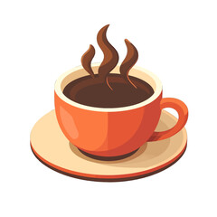 Obraz premium Pixel Art Illustration of a Steaming Hot Cup of Coffee on a Saucer