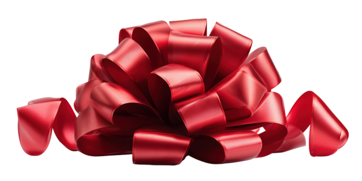 Red Ribbon Bow isolated on a transparent background