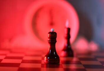 chess pieces king and queen on the chess board