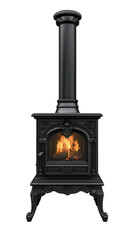 Naklejka premium White cast iron wood-burning fireplace stove 