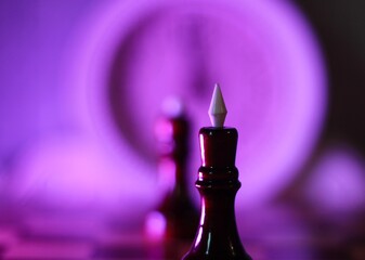 chess pieces king and queen on the chess board