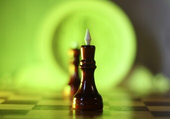 chess pieces king and queen on the chess board