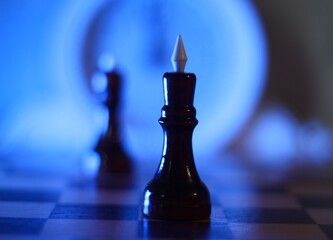 chess pieces king and queen on the chess board