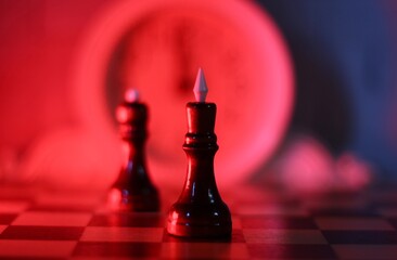 chess pieces king and queen on the chess board