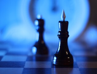 chess pieces king and queen on the chess board