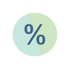 Percentage symbol inside a circle with pastel colors