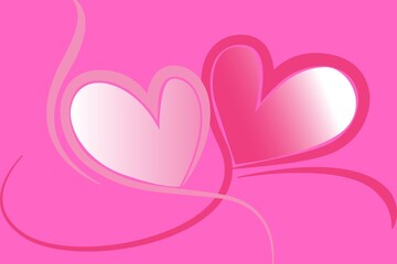 Two Intertwined Hearts on a Solid Pink Background Abstract Design - 1