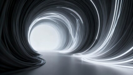 Obraz premium Fluid, rarely deep gray, white gradient lines glowing in transformation, a sense of space