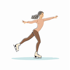 Patineuse sur glace, isolée sur fond blanc