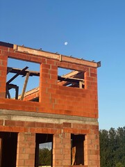 a brick house under construction