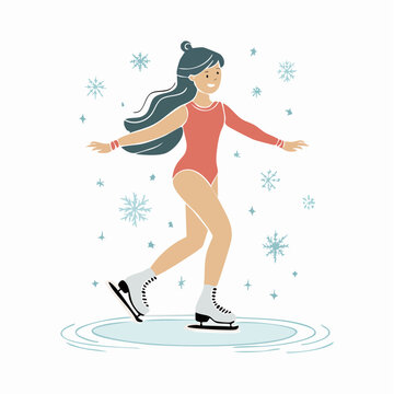 Patineuse sur glace, isol&eacute;e sur fond blanc