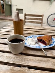 coffee and dessert on the table