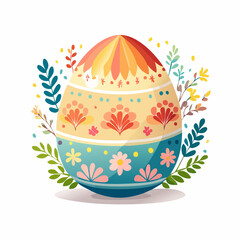 Joli oeuf de Pâques décoré, isolé sur fond blanc