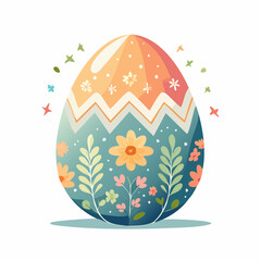 Joli oeuf de Pâques décoré, isolé sur fond blanc