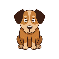 Cute Sitting Brown Cartoon Puppy Illustration