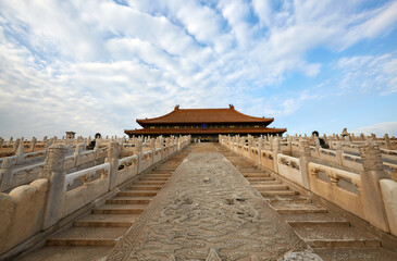 Fototapeta premium Hall of Supreme Harmony ancient architectural scenery in the Forbidden City, Beijing, China