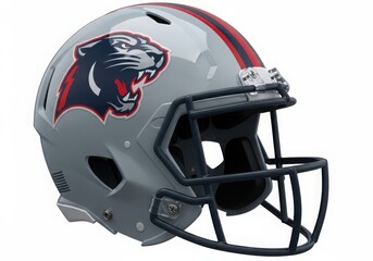 Fototapeta premium American football helmet with panther logo and red stripe