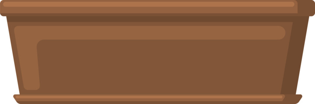 Empty brown rectangle flower planter for gardening