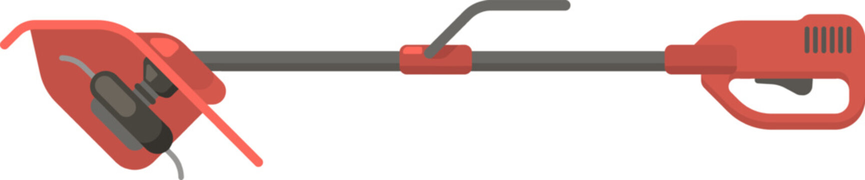 Handheld electric lawn trimmer cutting grass illustration