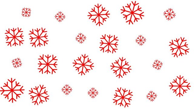 Red snowflake icons on white background, ideal for winterthemed designs, holiday projects, and christmas decorations in varying sizes.