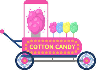 Cotton candy cart selling sweet sugary food