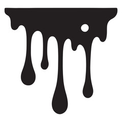 Black paint is dripping down a white background, creating an abstract and artistic visual effect with its irregular shapes and flowing movement