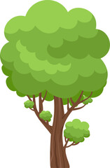 Cartoon tree standing alone with fresh green leaves