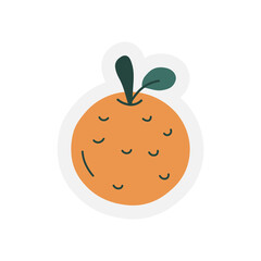 Illustration of orange fruit, sticker for diary, scrapbook, planner. Orange clipart. Perfect for collage