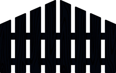 Black wood picket fence housing silhouette illustration